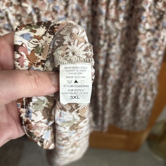 Hayden Los Angeles Dress Womens 3XL Floral Smocked Maxi Boho Plus Size Cottage - Picture 7 of 8